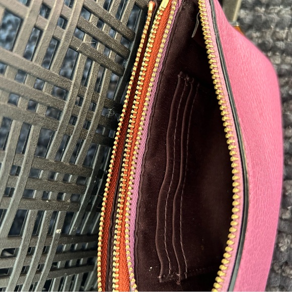 Coach Rust and Light Purple Leather Double Zip Wristlet with Gold Details - Picture 6 of 6
